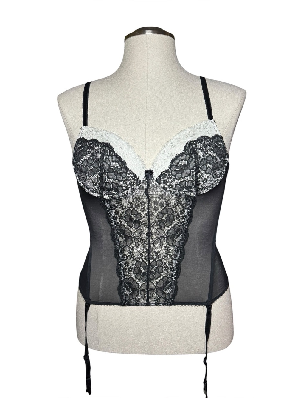 Victoria's Secret Black Ivory Lace Y2k Corset Bustier